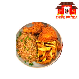 POLLO BROASTER CON CHAUFA Y PAPAS