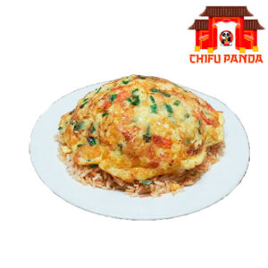 TORTILLA DE VERDURAS CON CHAUFA DE POLLO