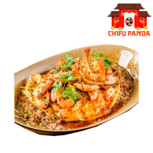 TORTILLA DE POLLO CON AEROPUERTO DE LANGOSTINO